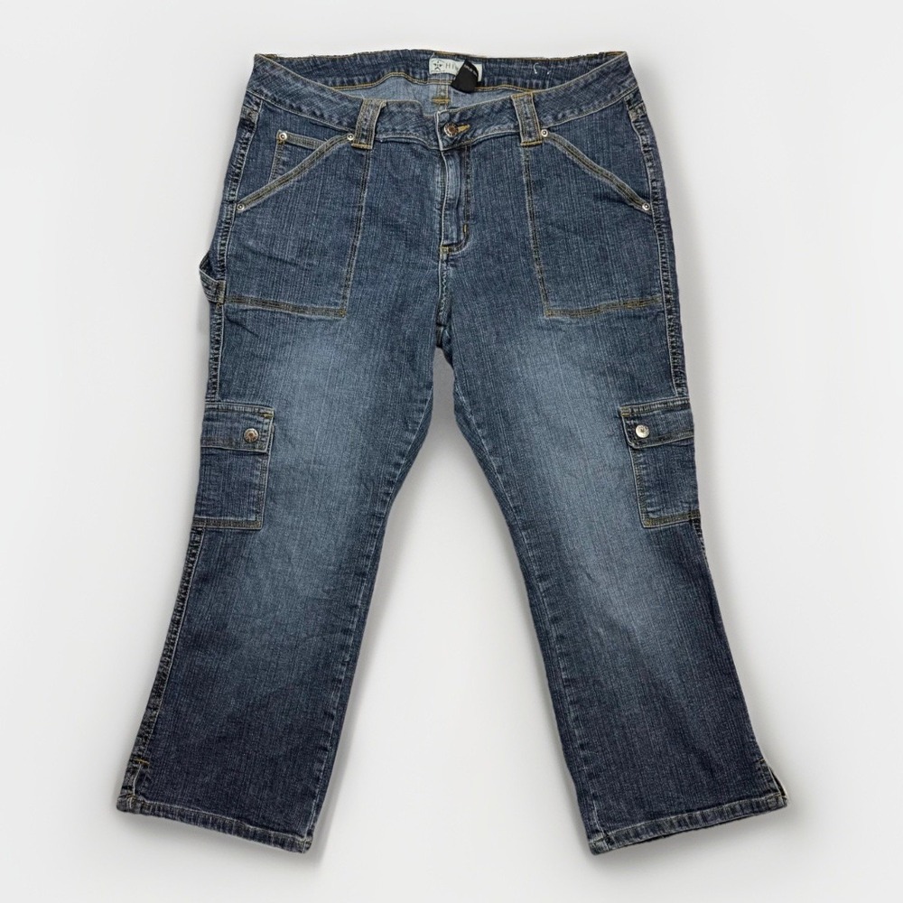 Authentic Jeanswear Hipster Jeans Womens Size 15 Blue Denim‎ Cotton Blend Cargo